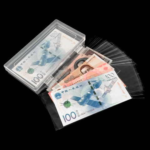 Behogar 100pcs Paper Money Album Banknotes Coin Album Currency Collection Sleeves Protector Bag Money Holder with Storage Box ► Photo 1/5