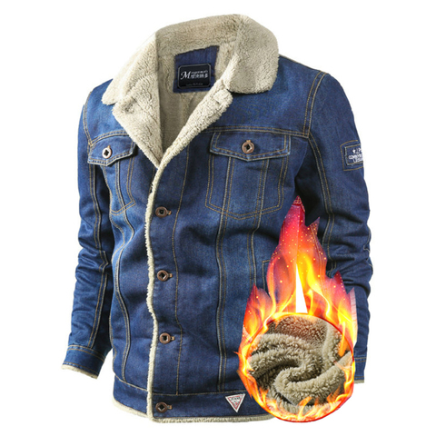 VOLGINS Brand Denim Mens Jacket Autumn Winter Military Jeans Jacket Men Thick Warm Bomber Army Mens Jackets Coats ► Photo 1/5