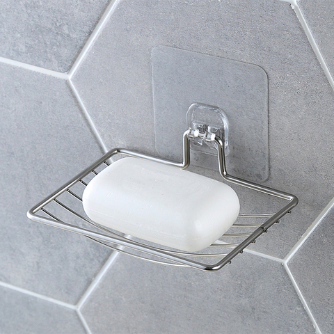 Silver Bathroom Vacuum Paste Soap Holder Cup Box Dish Soap Storage Saver Shower Tray Bathroom Accessories ► Photo 1/6