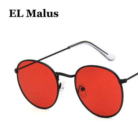 [EL Malus]Retro Metal Frame Sunglasses Women Mens Red Yellow Green Lens Mirror Black Silver Gold Shades Sexy Ladies Sun Glasses ► Photo 1/6