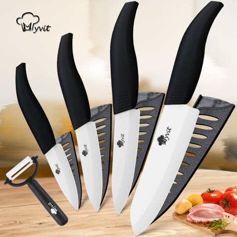Kitchen Ceramic Knives Chef knife 3 4 5 6 inch + peeler Set Paring Fruit Utility Slicing Knife White Zirconia blade Cooking Tool ► Photo 1/6