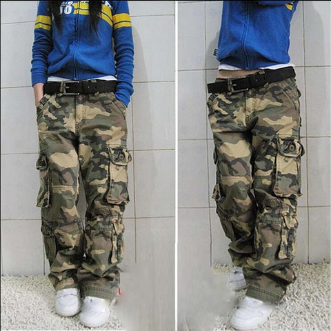 Top Quality Women's Multi-Pocket Trousers Spring and Autumn Loose Straight Fashion Casual Plus Size Female Camouflage Pants ► Photo 1/6