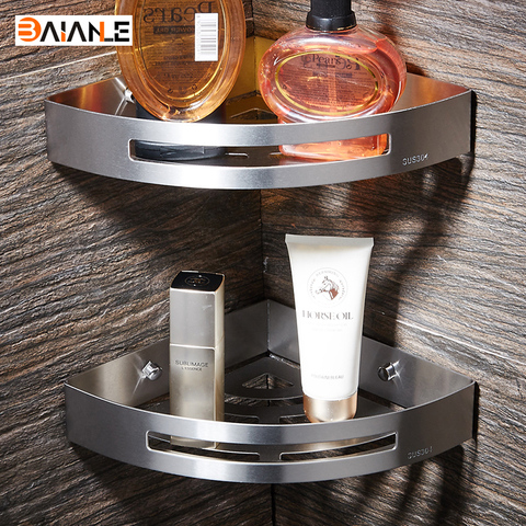 Stainless Steel Bathroom Shelves Corner shelf Brushed Nickel Wall Mount  triangle Shower Caddy Rack Bath Accessories - Price history & Review, AliExpress Seller - BAIANLE Speciality Store