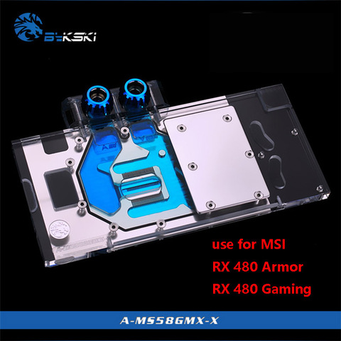BYKSKI Water Block use for MSI-RX480-Armor/RX-480-Gaming-X/ rx470 gaming x 8G / RX570 580 Mech Full Cover Copper Block RGB AURA ► Photo 1/6