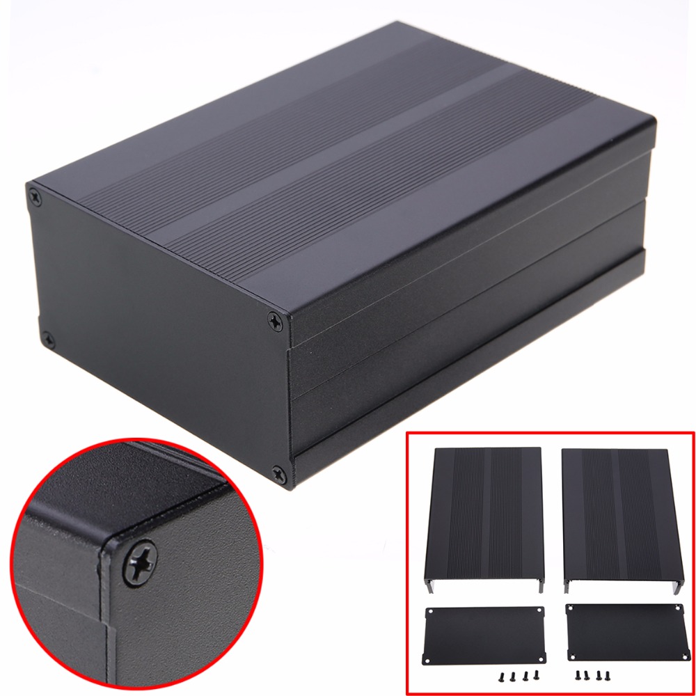 Aluminum Alloy Project Box Electronic Case Enclosure Box DIY PCB Board Audio Amplifier Electronic Protection Case Sand Black 55x106x200mm