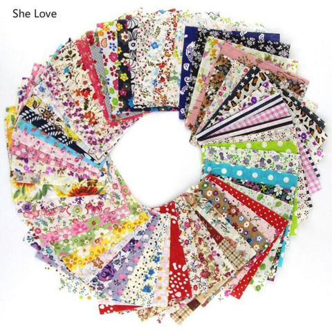 Chzimade 50Pcs/lot Mixed Dots Stripe Floral Pattern Printed Fabric 10x10cm Cotton Fabric For Patchwork Dress Texitle Materials ► Photo 1/6