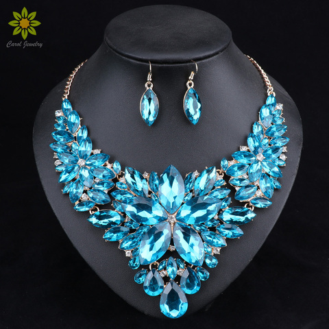 Fashion Crystal Jewelry Sets Bridal Necklace Earrings Sets Wedding Party Jewelery Dress Jewellery Decoration Accessories ► Photo 1/6