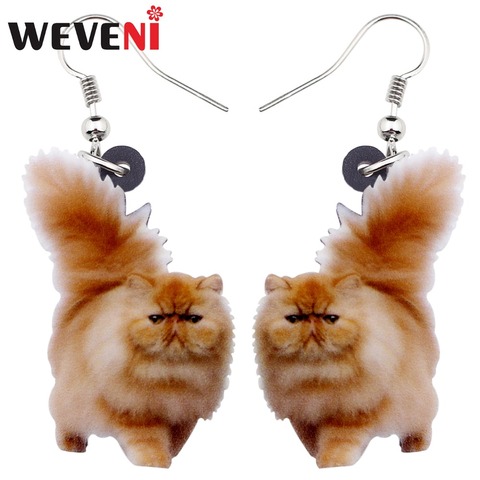 WEVENI Acrylic Fluffy Fatty Cat Kitten Earrings Big Long Dangle Drop Lovely Animal Jewelry For Women Girl Ladies Kids Gifts Bulk ► Photo 1/5