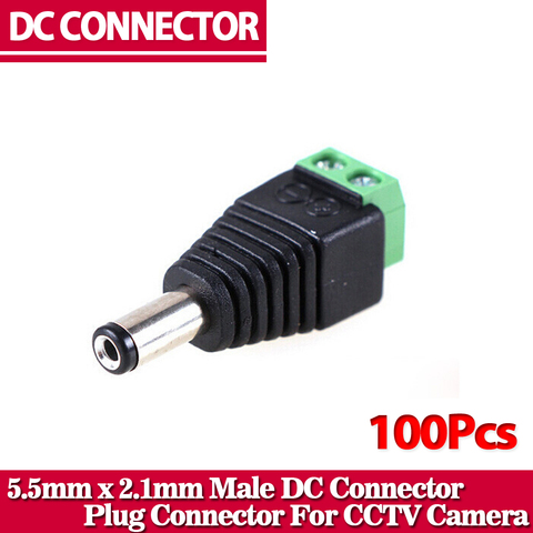 Big sale 100PCS DC Connector CCTV male Plug Adapter Cable UTP Camera Video Balun Connector 5.5 x 2.1mm Free shipping !! ► Photo 1/4
