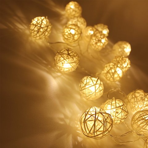 5M 40 LED 10M 80LED Rattan Ball LED String Fairy Light Lamp Wedding Party Decor