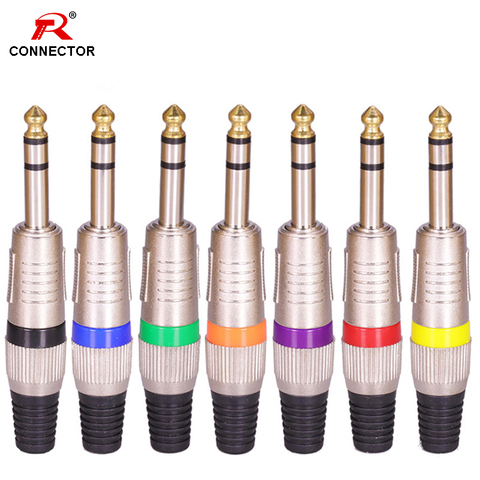 8pcs Stereo Jack 6.35mm 6.3mm Male Plug with Gold Plated Head Audio Microphone Wire Connector 6.35mm Male Plug ► Photo 1/6
