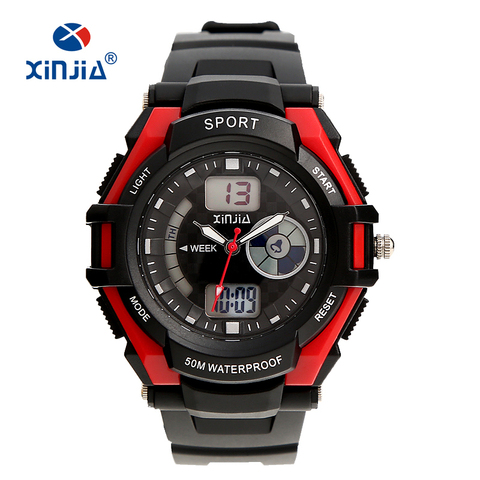 New Cheap 5 atm Light Analog Digital wristwatch Girl Boy Sports Watches 50M Waterproof Rubber Watch ► Photo 1/6