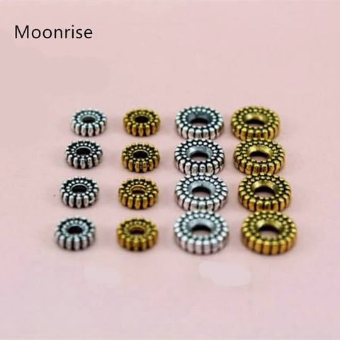 30Pcs 6 8mm Antique Silver/Gold Plated Plat Bead Metal Zinc Alloy Spacer Beads For Loose Bead DIY Jewelry Bracelet Making HK124 ► Photo 1/3