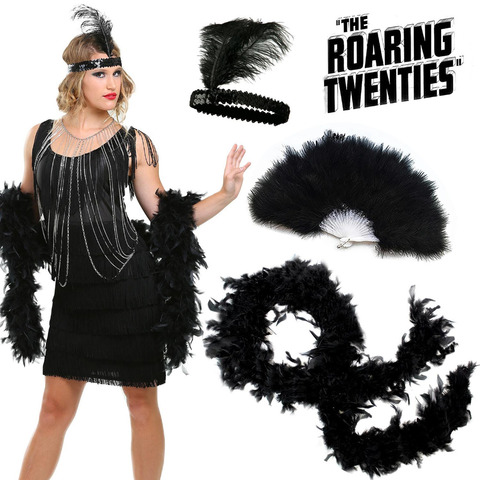 Ladies Gatsby Fancy Dress Accessories Flapper-1920'S Charleston Girl Costume  Set