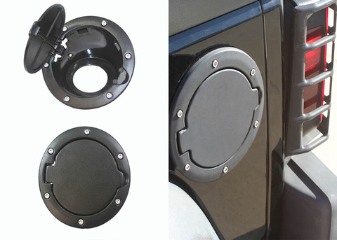 Black Powder Coated Steel Gas Fuel Tank Gas Cap Cover & Accessories for Jeep Wrangler JK JKU Unlimited Rubicon Sahara Tank Cover ► Photo 1/4