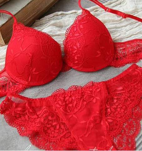 Sexy Women Deep V Lace Decro Underwire Bra Set Push Up Solid 32A-38C Bra Outfit ► Photo 1/6
