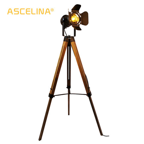 Led wood floor lamp Tripod American Loft Adjustable Bedside Floor lights stand lamp with lampshade home lighting for living room ► Photo 1/1