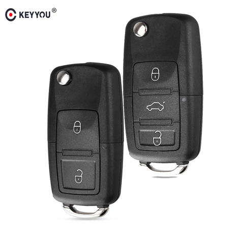 KEYYOU For VW Golf 4 5 Passat B5 B6 Polo Touran For Seat For Skoda Key 2/3 Buttons Flip Key Shell Car Key Fob Without Blade ► Photo 1/5
