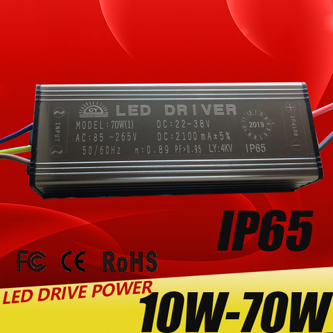 LED Driver 10W 20W 30W 50W 70W Adapter Transformer AC85V-265V to DC22-38V IP65 Power Supply 300mA 600mA 900mA 1500mA 2100mA ► Photo 1/6
