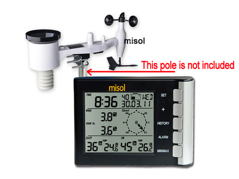 professional weather station wind speed wind direction temperature humidity rain 433Mhz ► Photo 1/6