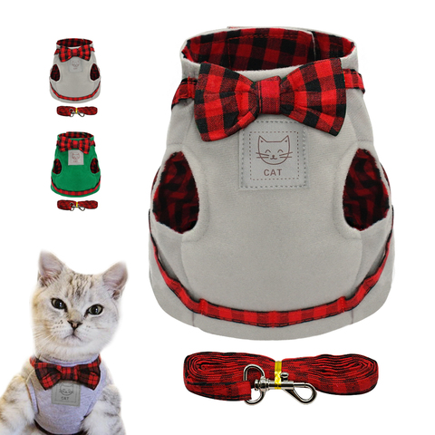 Bowknot Cat Harness Leash Set Nylon Small Dog Vest Puppy Pet Harnesses Leads Set For Medium Large Cats ► Photo 1/6