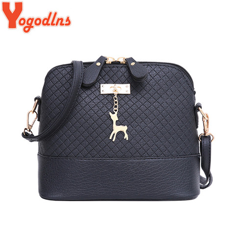 Yogodlns New female bags quality pu leather soft face women bag wild shoulder messenger bag Quilted shell bag pendant cute deer ► Photo 1/6