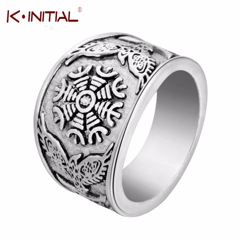 Kinitial New Snowflake Rings Oden's Ravens Symbol Retro Ring for Norse Viking Mens Christmas Raven Jewelry Wholesale Bijoux ► Photo 1/6