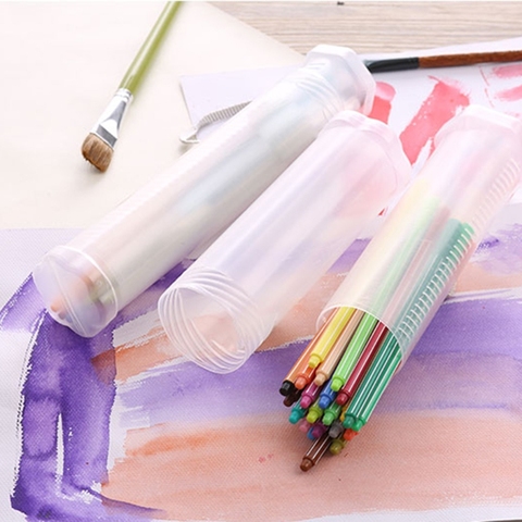 Slim Transparent Cylinder Pencil Case Adjustable Plastic Pen Holder Portable JUL-19A ► Photo 1/6