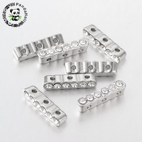Alloy Bar Spacer for Jewelry Making DIY Platinum with Grade A Rhinestone Crystal Size: 20x4x5mm, hole: 1mm ► Photo 1/4