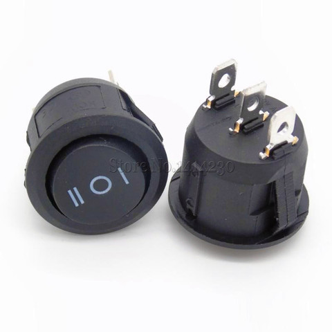 2022 Hot Sale High Quality Rocker Switch Black 3 Position SPDT Snap-in ON-OFF-ON 3 Pin Round Switch 10A/125V 6A/250V AC ► Photo 1/3