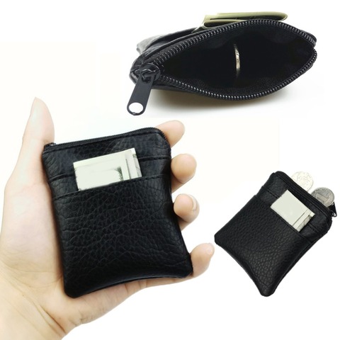 2022 New Pu Leather Black Coin Purse Women Men Small Short Wallet Bags Change Purse Little Card Holder Black Coin purses ► Photo 1/6
