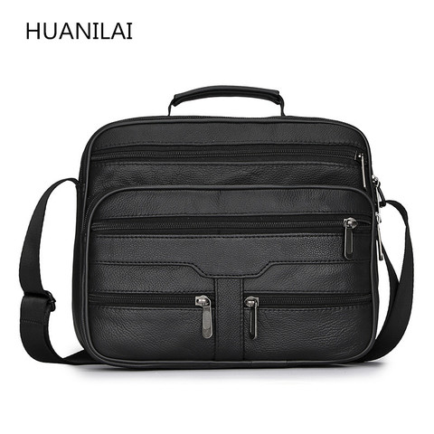 HUANILAI Men's Bags Genuine Leather Shoulder Bags  Crossbody Bags Retro Black High Capacity Handbags TY009 ► Photo 1/6