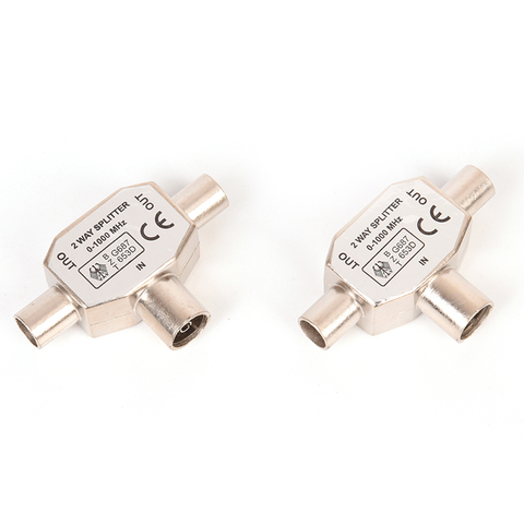 2 Way TV T Splitter Aerial Coaxial Cable Male To 2 Female Connectors Adapter Coaxial Splitter Adapter ► Photo 1/6