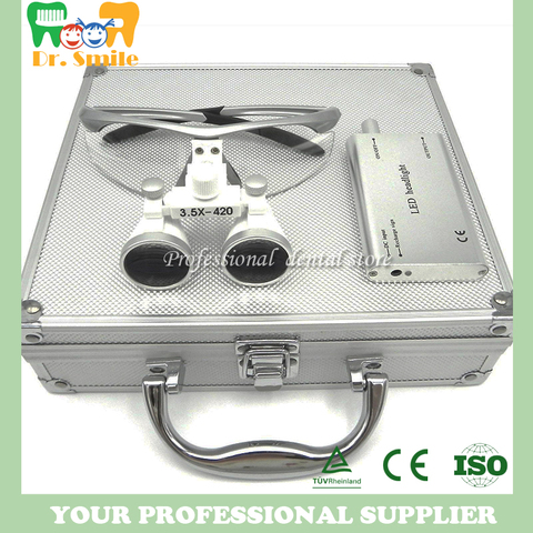 D  loupes  magnifying glasses dental and surgical loupes with head light packed in aluminium box ► Photo 1/6