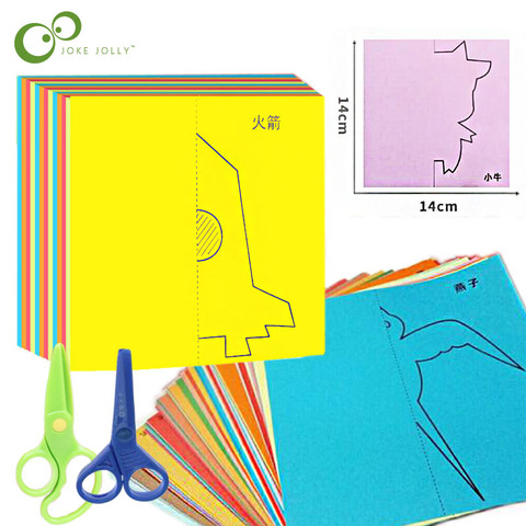 48pcs/set Kids cartoon color paper folding and cutting toys/children kingergarden art craft DIY educational toys WYQ ► Photo 1/6