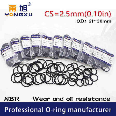 20PCS/lot Black NBR Sealing O-Ring CS2.5mm Thickness OD21/22/23/24/25/26/27/28/29/30*2.5mm O Ring Seal Rubber Gasket Washer ► Photo 1/6