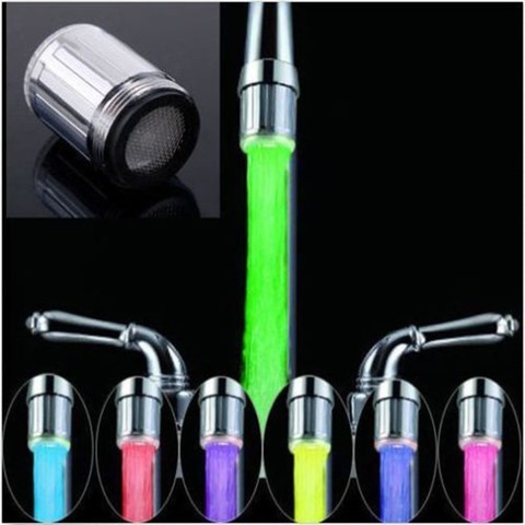Novelty Design 7 Color RGB Colorful LED Light Water Glow Faucet Tap Head Home Bathroom Decoration Stainless Steel Water Tap ► Photo 1/6