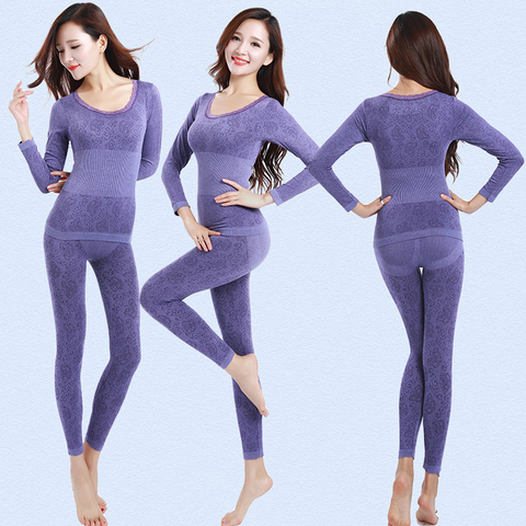 Queenral Thermal Underwear Women Long Johns For Women Winter Thermal Underwear Suit Seamless Breathable Warm Thermal Clothing ► Photo 1/6