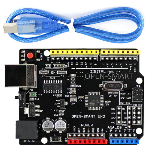 OPEN-SMART 5V / 3.3V Compatible UNO R3 (CH340G) ATMEGA328P Development Board with USB Cable for Arduino UNO R3 ► Photo 1/6