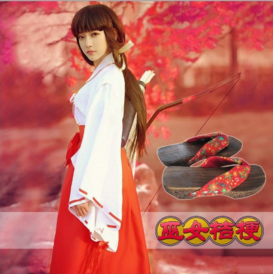 Anime Inuyasha Kikyo Kimono Full Set Cosplay Costume Halloween Costume Top + Skirt + Clogs + Socks ► Photo 1/4