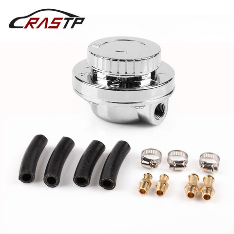 Silver 8mm & 10mm Manual Adjustable Fuel Pressure Regulator Carburettor Carb Aluminum Car Oil Pressure Regulator RS-FRG011 ► Photo 1/1