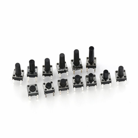 100PCS 6*6*4.3mm 5mm 6 7 8 9 10 11 12 13 14 15 16 17 6X6 4Pin Tactile Tact Push Button Micro Switch Self-reset DIP Switches ► Photo 1/4