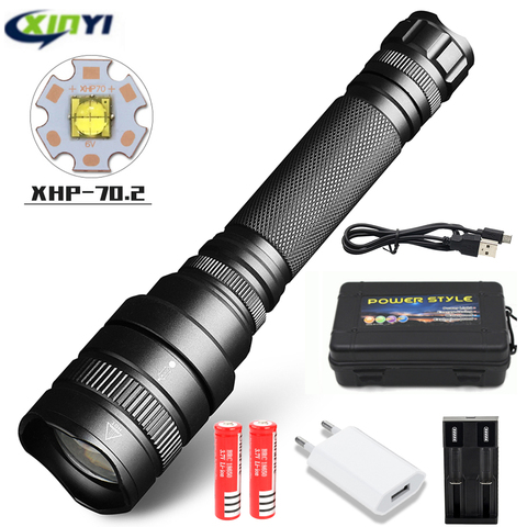 80000Lumens LED Flashlight xhp70.2 Ultra Bright Waterproof linterna led Torch xhp70 xhp50 18650 Best Camping, Outdoor light ► Photo 1/6