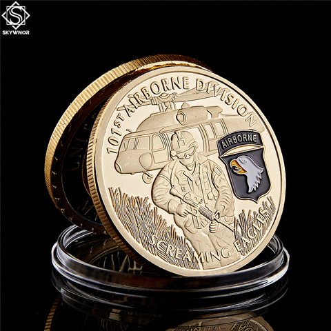 United States Screaming Eagles Army 101st Airborne Division Gold Plated Souvenir Coin Collection ► Photo 1/6