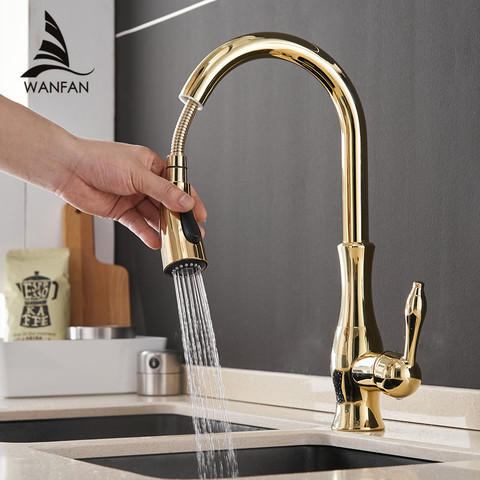 Gold Kitchen Faucets Silver Single Handle Pull Out Kitchen Tap Single Hole Handle Swivel Degree Water Mixer Tap Mixer Tap 866011 ► Photo 1/6