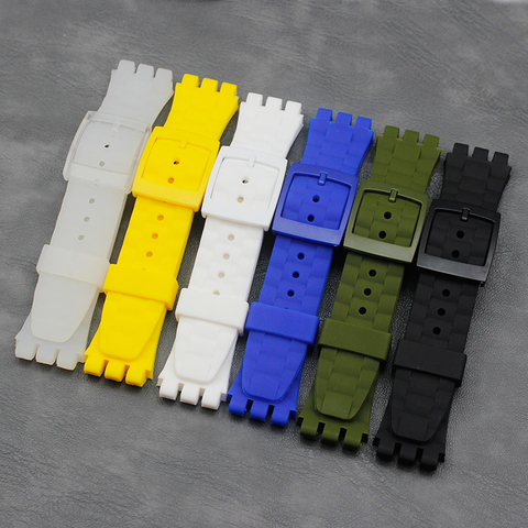 Silicone strap men's 21mm Suitable for swatch strap series ladies outdoor sports waterproof natural rubber strap buckle accessor ► Photo 1/6