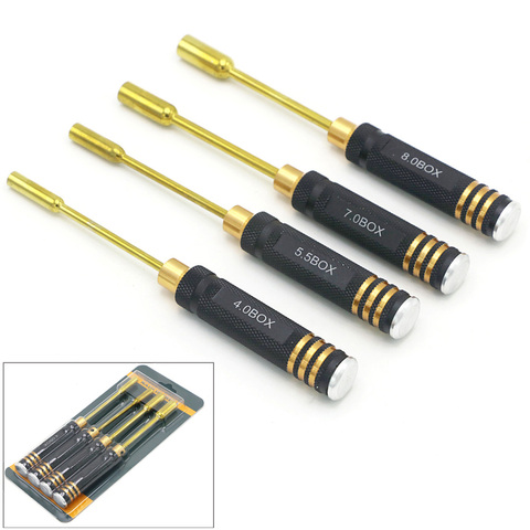 4pcs/set RC Tools hex Screw Driver Set titanium plating hardened 4.0 5.5 7.0 8.0mm Screwdriver For Rc Helicopter Toys (1 set)) ► Photo 1/6