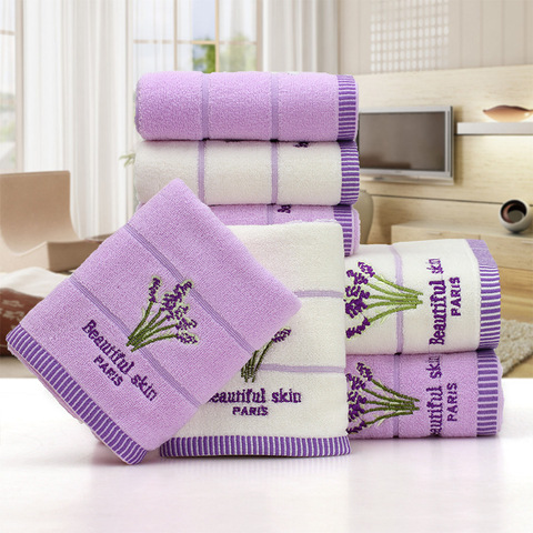2pcs/set Lavender Terry Cotton Towels for Adults Elegant Soft Face Hand Towels Bathroom Absorbent Hair Towel reczniki 34*75cm ► Photo 1/6