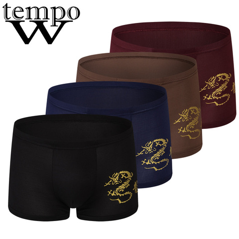 WTEMPO New Brand Underwear Men's Modal Breathable Comfortable Dragon Underpants Cheap Boxers Short Sexy Boxer Wholesale 4pcs/Lot ► Photo 1/1
