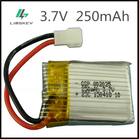 3.7V 250mAH Lipo Battery For Remote control aircraft  parts 3.7 V 250 mAH XH  plug 802025  25C 3.7V 1S Battery 2PCS / lot ► Photo 1/2